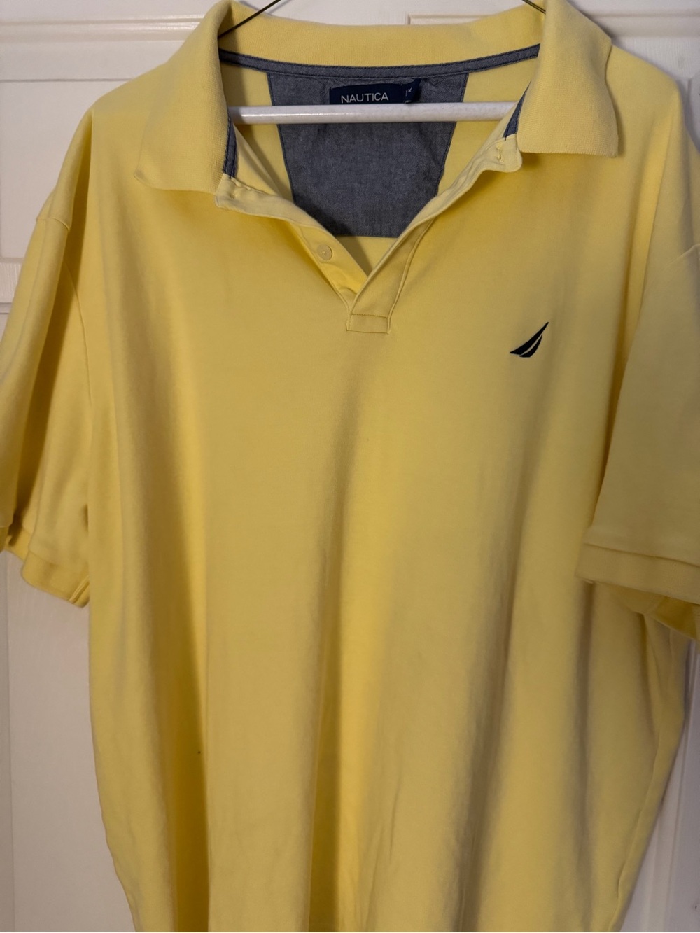 Nautica Men’s Light Yellow Polo with Navy Sail Logo